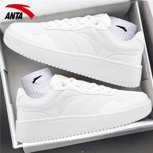 安踏女鞋学生厚底增高小白鞋