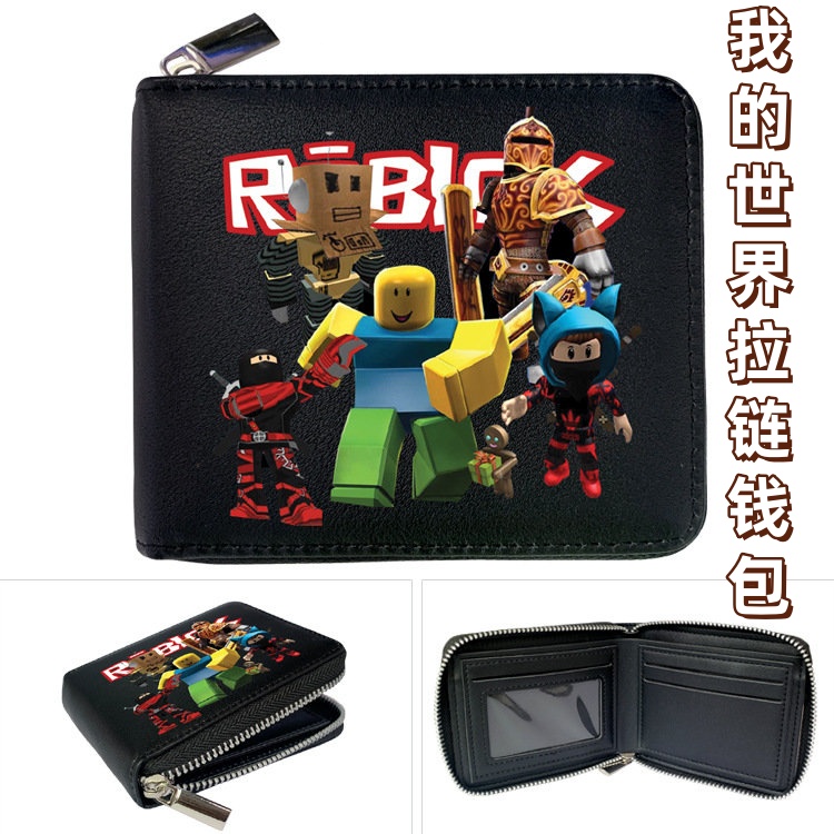 虚拟世界周边拉链PU钱包零钱包 ROBLOX游戏对折短款皮夹钱包卡包