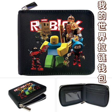 虚拟世界周边拉链PU钱包零钱包 ROBLOX游戏对折短款皮夹钱包卡包
