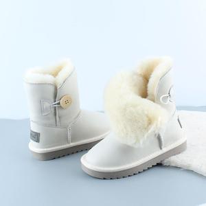 澳洲女童中筒皮毛一体冬季儿童雪地靴男童短靴防水羊毛中大童棉鞋
