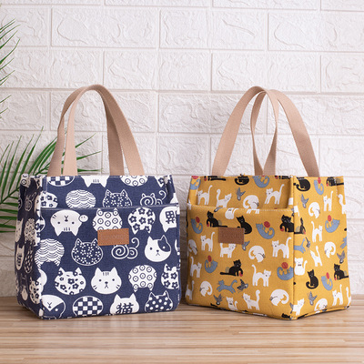 加厚午餐包饭盒袋子日式手提包帆布手拎铝箔保温袋上班族便当包