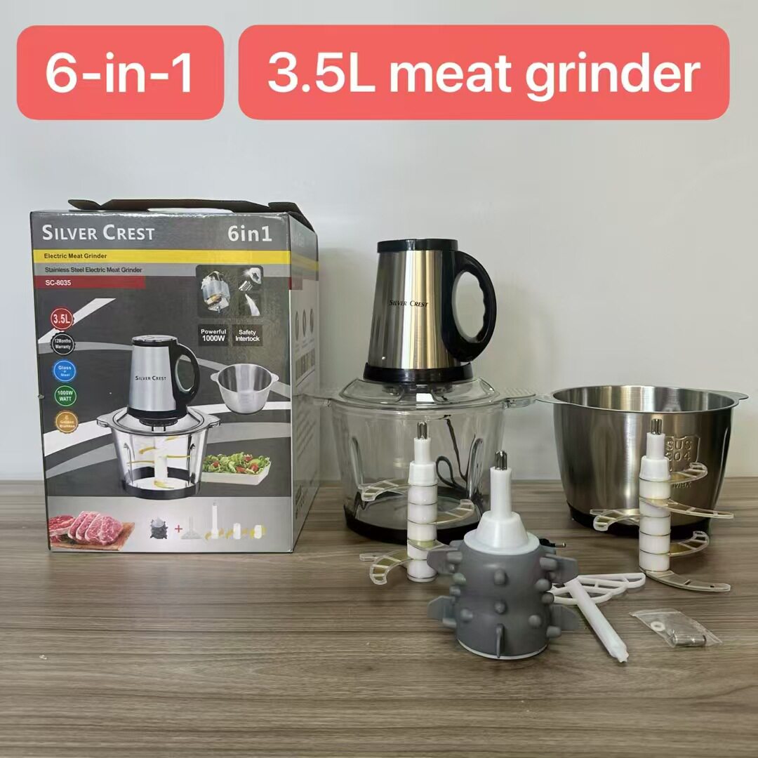 厂家直销家用多功能不锈钢杯绞肉机榨汁机欧插带手柄不锈钢绞肉机