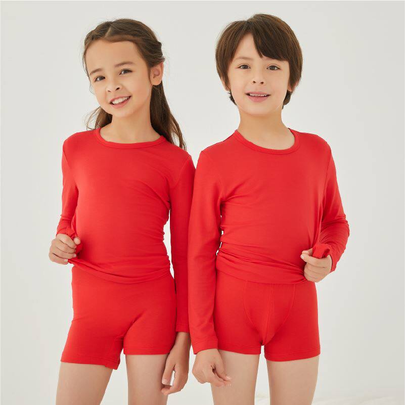 GUNZE/郡是男童女童内裤三角裤本命年莫代尔本命年红色平角裤短裤