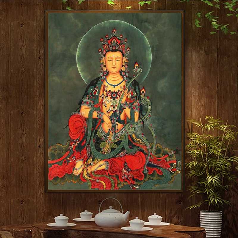 文殊菩萨5d钻石画新款满钻画像新中式禅意画贴钻十字绣中国风佛像