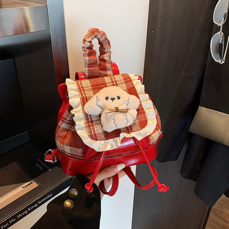 精致迷你撞色女双肩包2025新款超火小众后背包通勤百搭旅行小书包