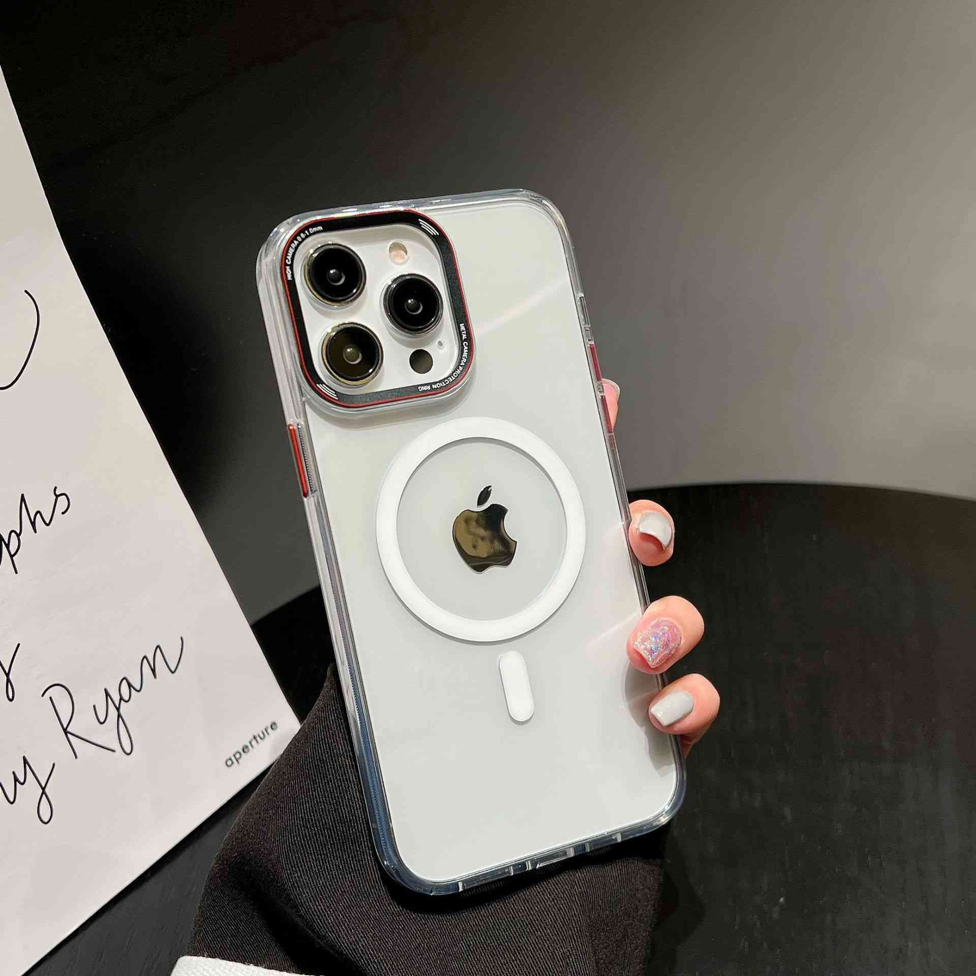 撞色金属磁吸适用苹果14promax手机壳高级感iPhone13超薄透明14潮