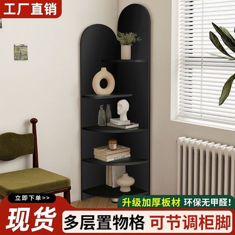 中复古式藤编转角装饰置物架客厅沙发墙边书柜子卧室实木三拐屏风