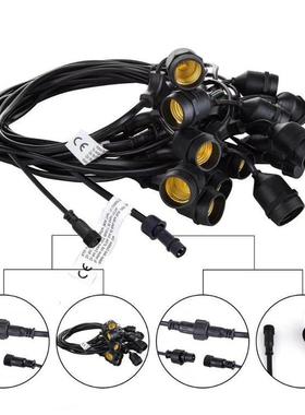 欧规防水灯串线E14E26E27全铜灯头线灯串线美式防水灯头电源线