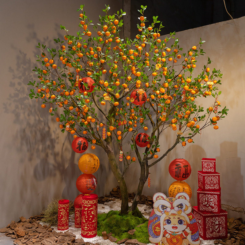 仿真橘子树大型室内外仿生水果树元旦美陈造景装饰树橱窗商场酒店