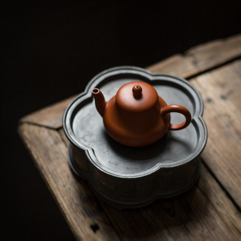颜吉利锡茶盘壶承干泡台茶壶托茶船茶海古锡建水潮汕老茶器