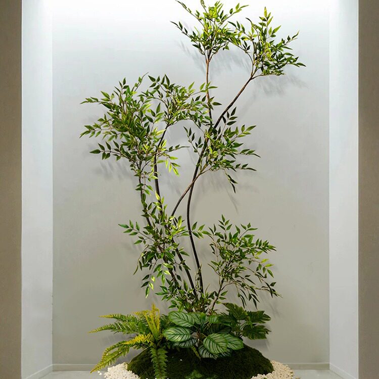海虹景品仿真绿植造景组合入户阳台玄关景观布置楼梯拐角植物橱窗