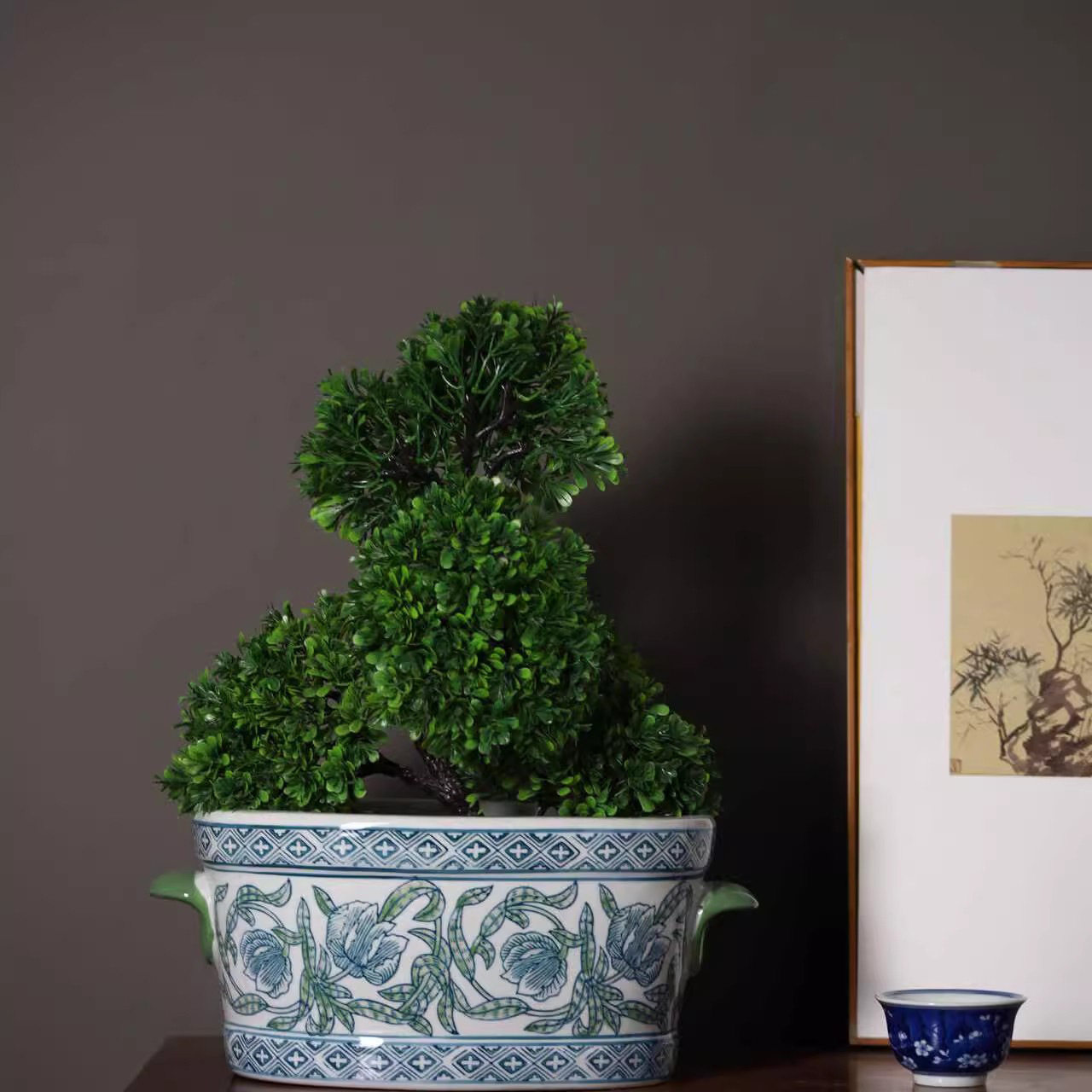 青花瓷花瓶新中式陶瓷花器客厅玄关干花插花装饰品摆件