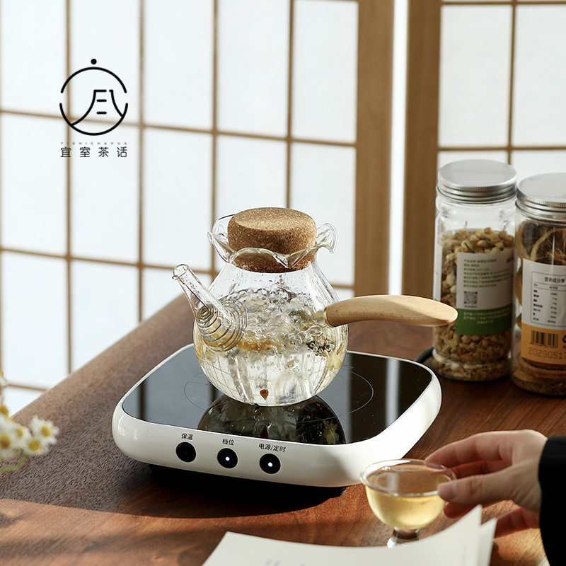 宜室茶话耐高温电陶炉家用侧把泡茶壶围炉煮茶茶壶日式玻璃茶具