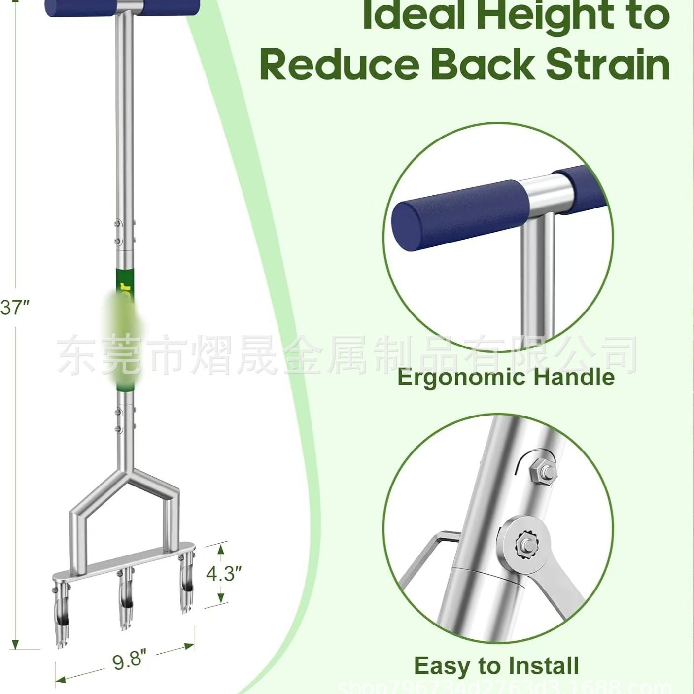 打洞新款不锈钢草坪曝气器园林工具农用花园庭院取土器种植松土器