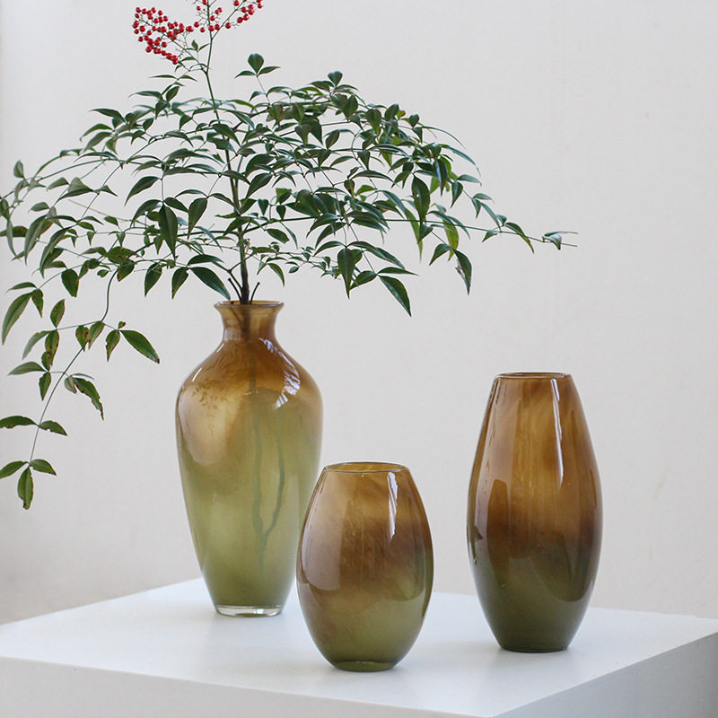 简约中式小口渐变纹手工创意花瓶鲜花餐桌玄关居家吊钟马醉木花瓶
