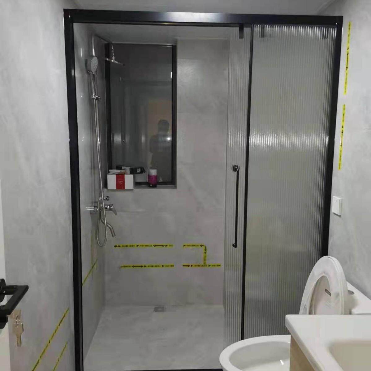 弧扇形淋浴房玻璃隔断卫生间干湿分离家用简易浴室移门沐浴房