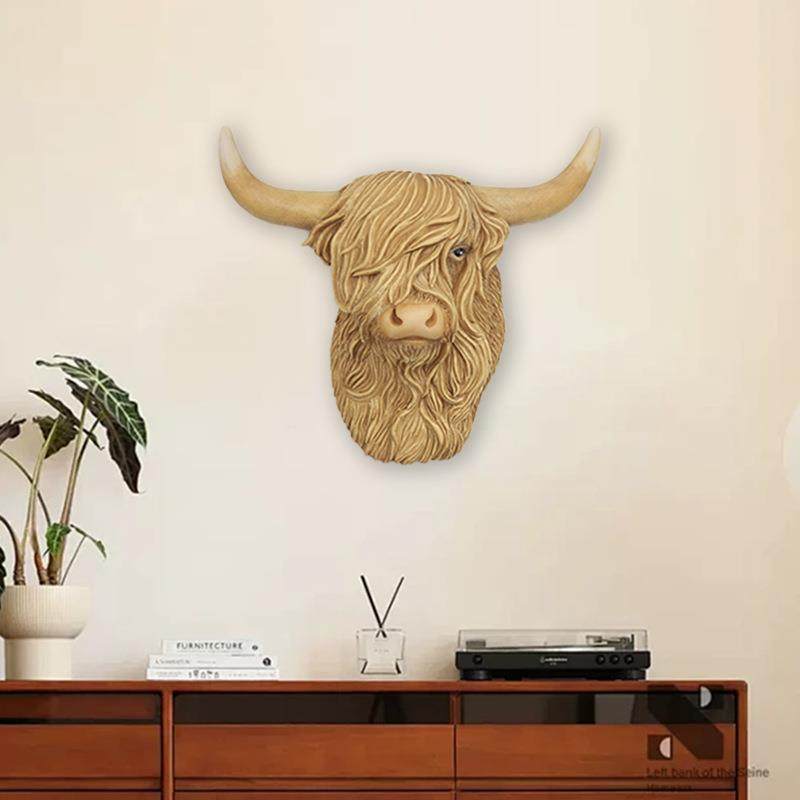 招财高地牛头壁挂电视墙装饰挂件墙上创意挂饰花园墙面装饰
