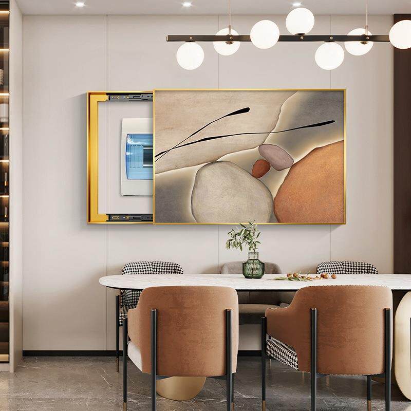 现代简约电表箱装饰画电源电箱画石来运转翻盖餐厅总开遮挡箱网红