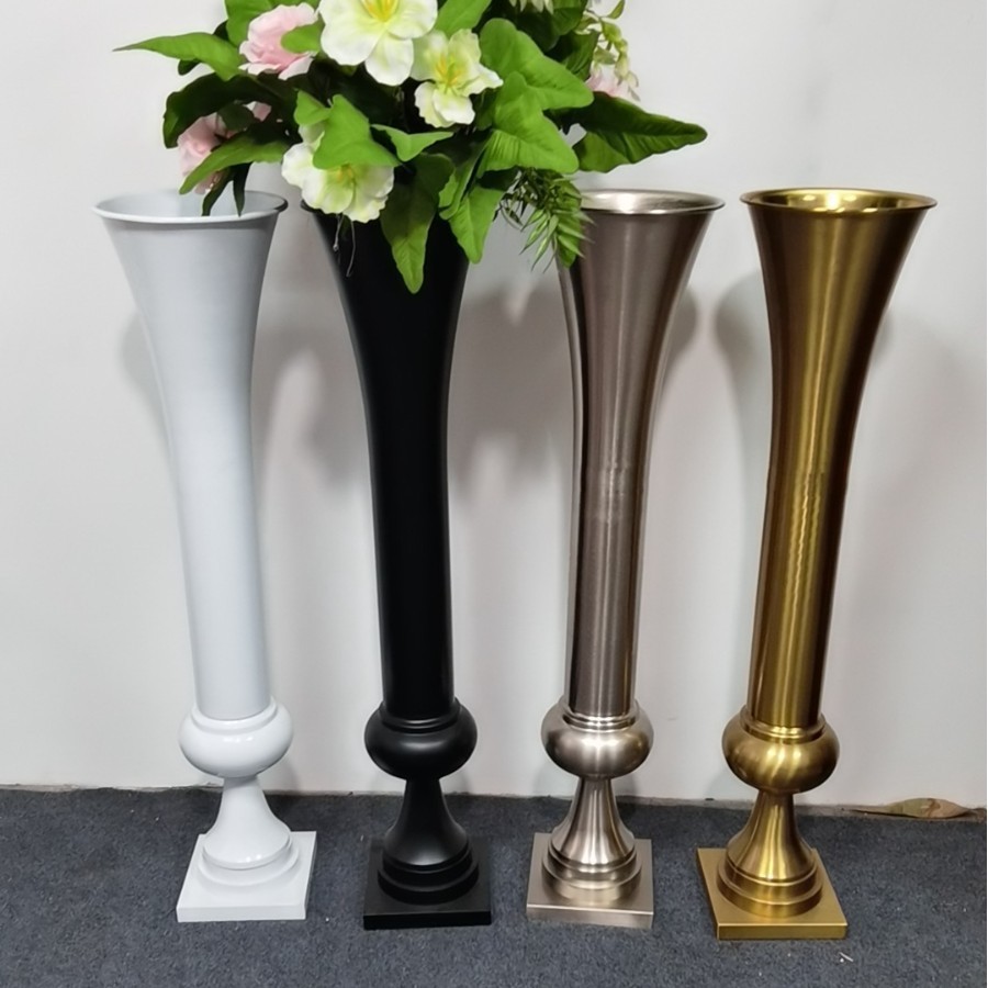 婚庆道具电镀铁艺路引布置金色花器家居餐桌中心插花装饰花瓶摆件