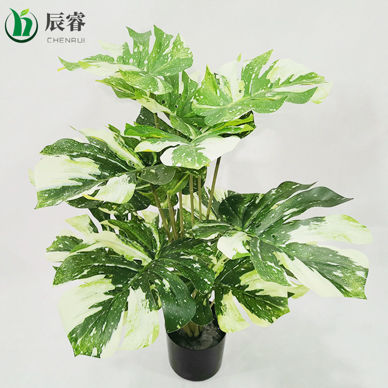 仿真植物龟背树盆栽绿植装饰盆景Simulationgreenplant跨境