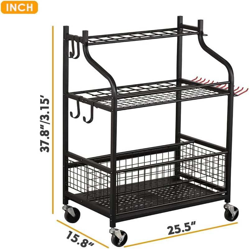 带轮子的花园工具收纳架电动工具收纳盒工具支架整理储物架置物架