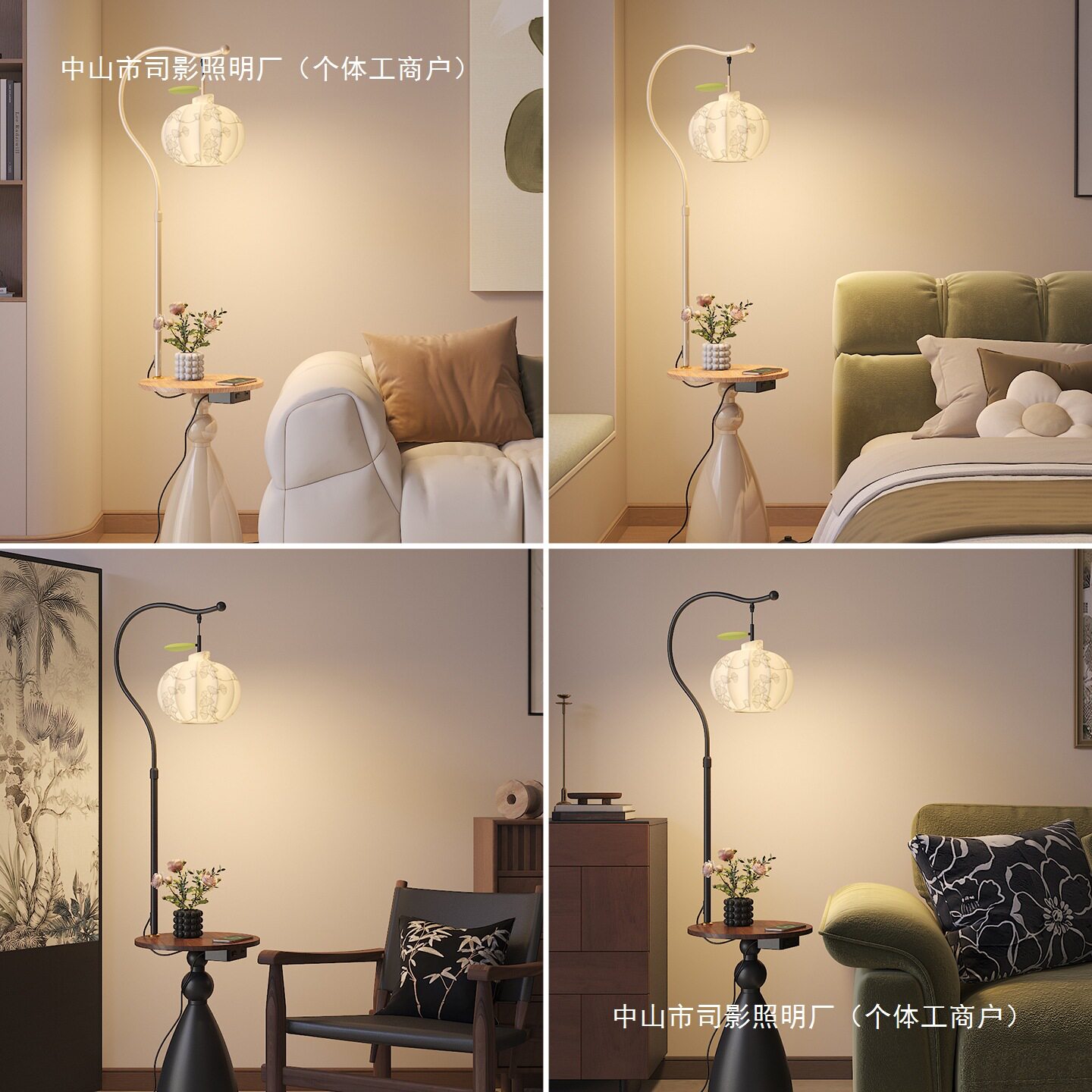 中古南洋风客厅落地灯新中式复古实木沙发旁置物装饰护眼氛围灯具