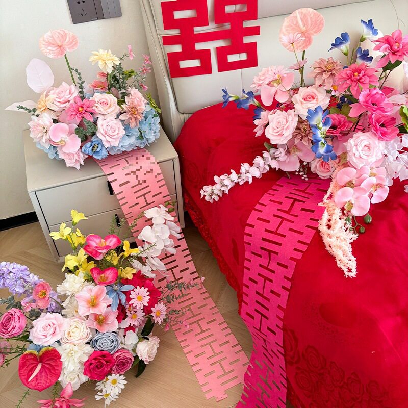 婚房装饰结婚卧室花艺布置客厅假花花摆设桌面男方订婚多巴胺
