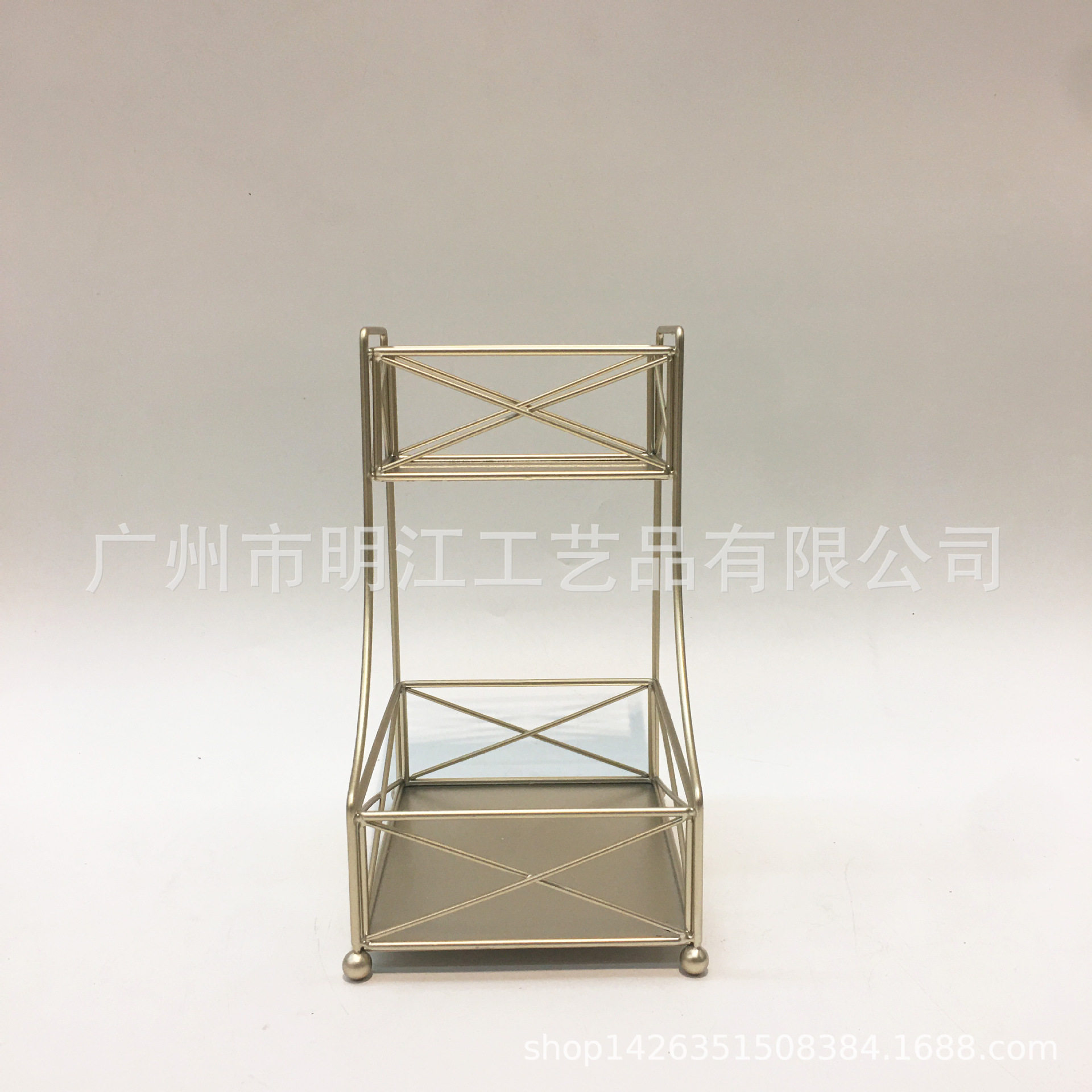 简约现代小号收纳双层架铁艺金属摆件样板间桌面收纳架子化妆架