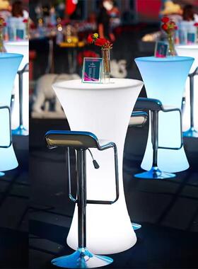 LED发光小蛮腰吧台桌椅KTV清吧高脚桌椅户外活动展览发光高脚椅