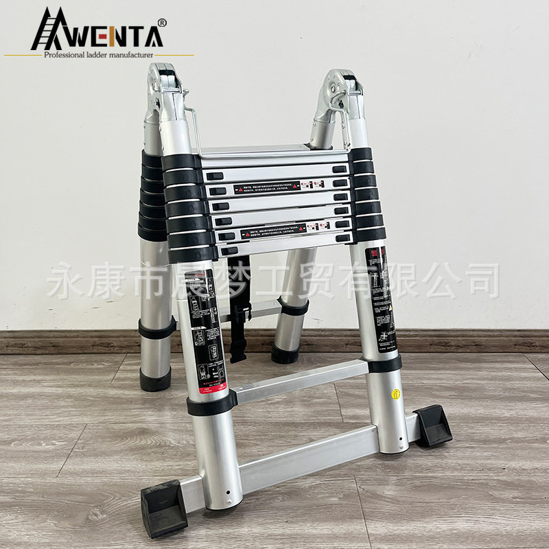 跨境批发人字梯家用多功能两用楼梯关节伸缩梯子加厚铝合金双侧梯