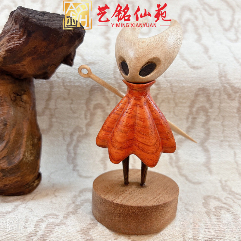 艺铭仙苑实木空洞骑士摆件创意实木雕刻拼接家居摆饰可爱摆件