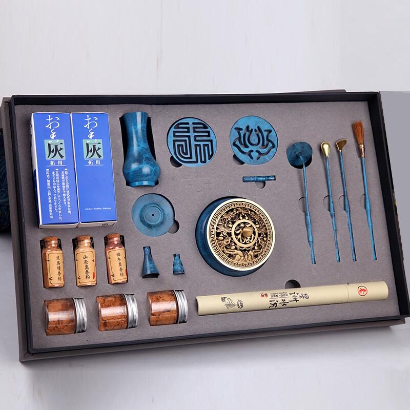 纯铜烧蓝香道套装纂香篆檀沉香粉打香篆工具入门用具高级塔香用品