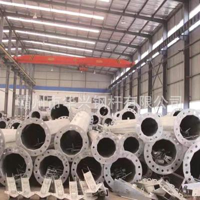 10KV钢制电力杆输电钢管杆单回路钢管塔电力钢杆地脚螺栓