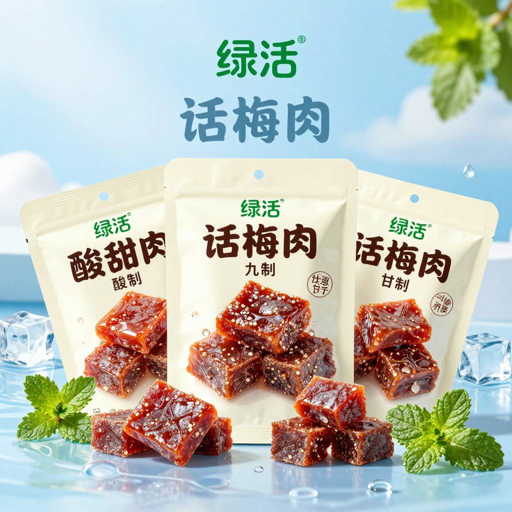 绿活九制甘草酸甜话梅肉102g手工去核酸甜回味克休闲 零食3袋包邮