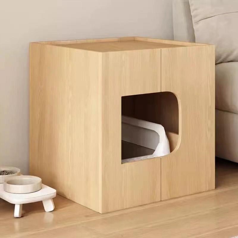 客厅猫厕所实木隔臭猫砂盆床头柜B窝屋半封闭式室内一体防外溅猫