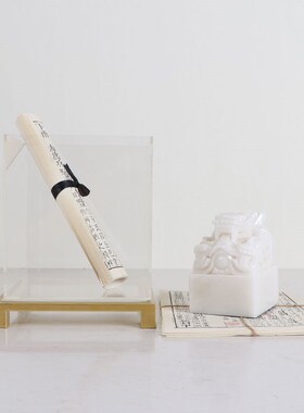 新中式印b章玉玺展示柜摆件样板房展厅书房办公桌桌面家居软装饰