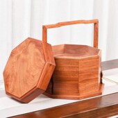 花梨木三层提篮古典食盒u红木加大号木雕糖果盒实木果盘中式 缅花