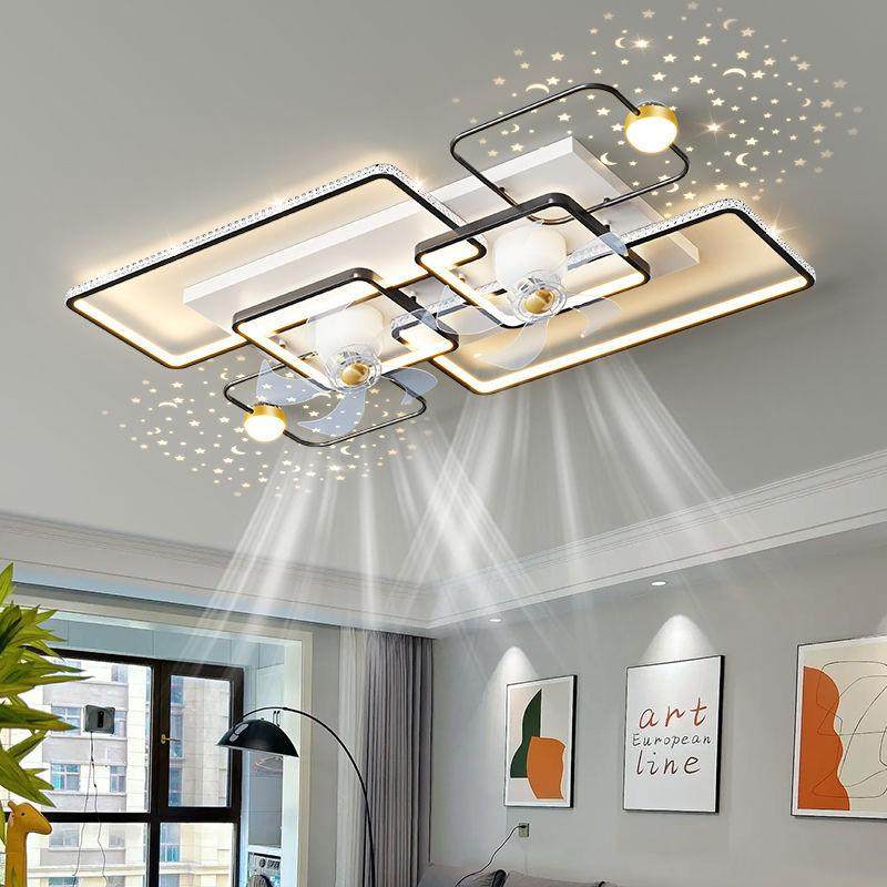 客厅带风扇摇头吸顶灯2023年新款现代简约家用卧室高端一体吊灯