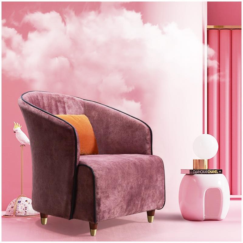 意式单人沙发椅售楼部大厅接待会客椅小户型公寓阳台休闲椅靠背椅