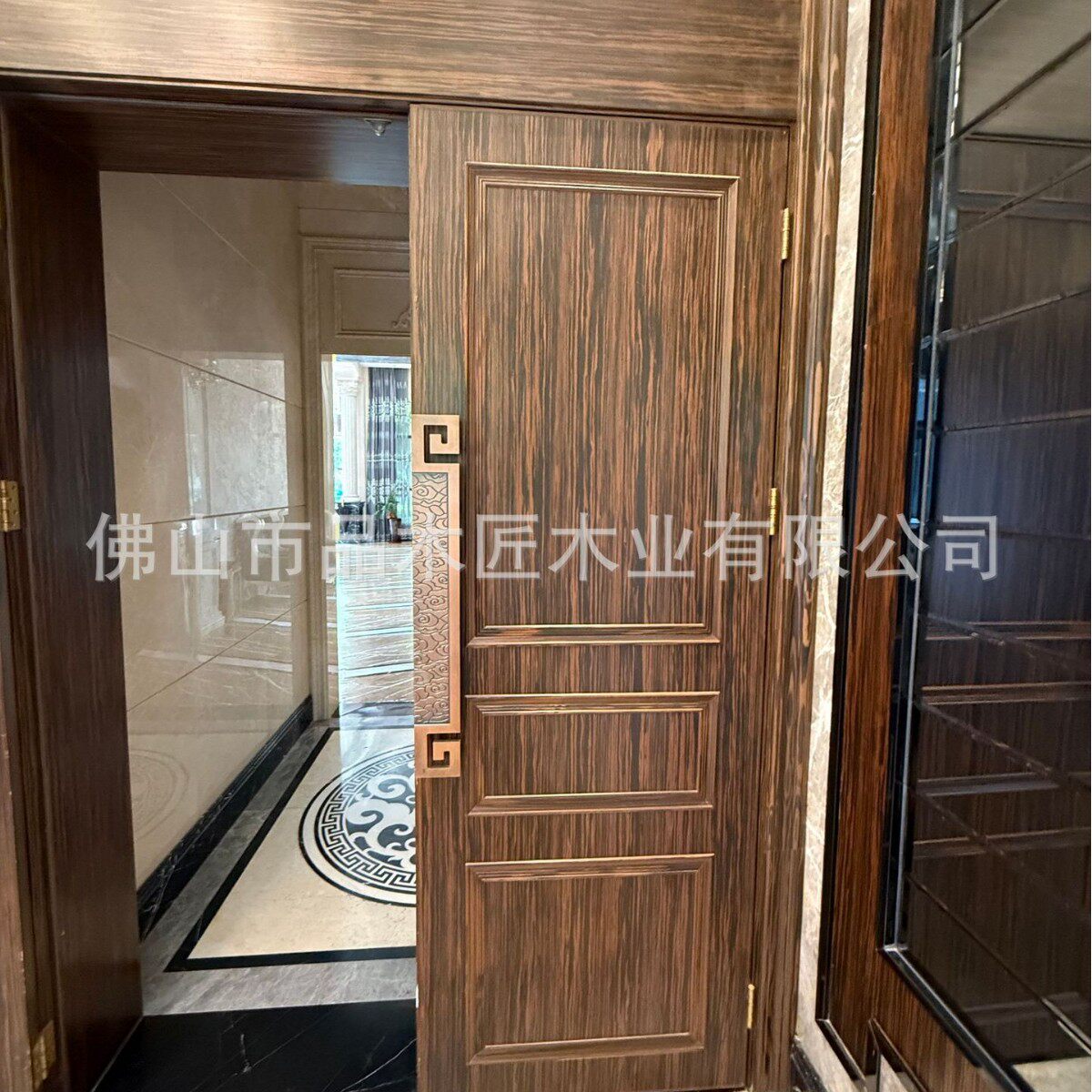 新中式实木门卧室门樱桃木原木门卡斯拉平开门沙比利复合科技木皮