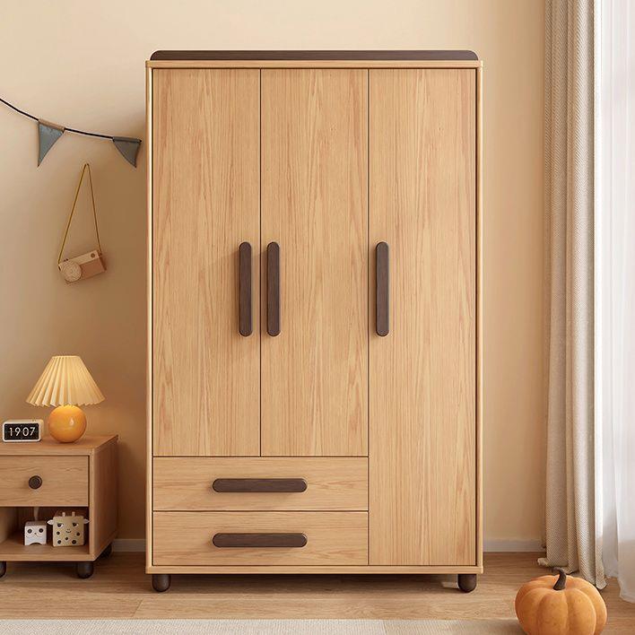 耐用加厚儿童衣柜实木卧室家用现代简约宝宝小户型衣橱双三门衣柜