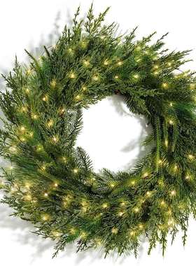 圣诞花环圣诞藤条装饰热销欧美室内挂饰松柏树冬季