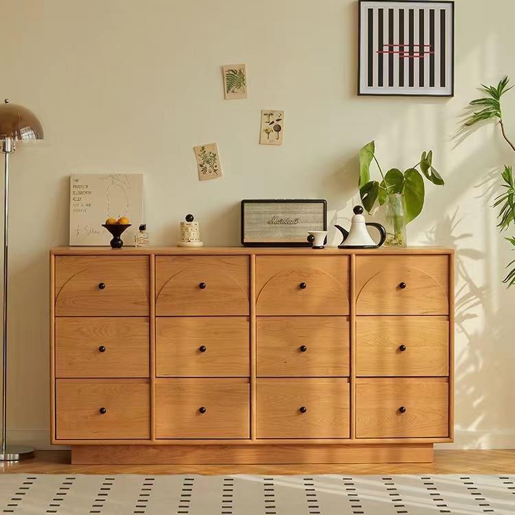 北美樱桃木原木十二斗柜黑胡桃木实木卧室简约床尾落地储物收纳柜