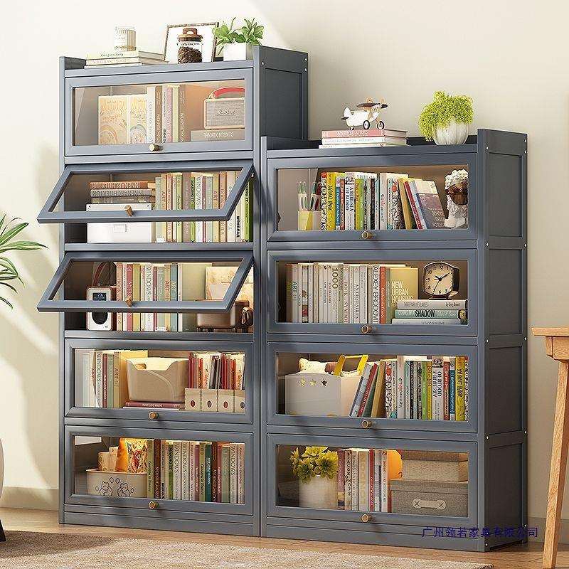 防尘书架落地家用客厅仿玻璃门展示柜置物架子储物收纳柜靠墙书柜