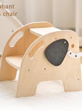 儿童木制大象登高椅宝宝洗手垫脚登家用防滑二步梯台小凳子脚踏板