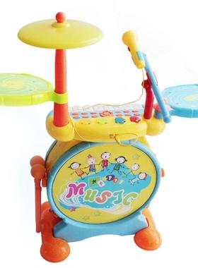 宝丽1402蓝色爵士鼓架子鼓敲打乐器音乐玩具儿童电子琴带麦克风