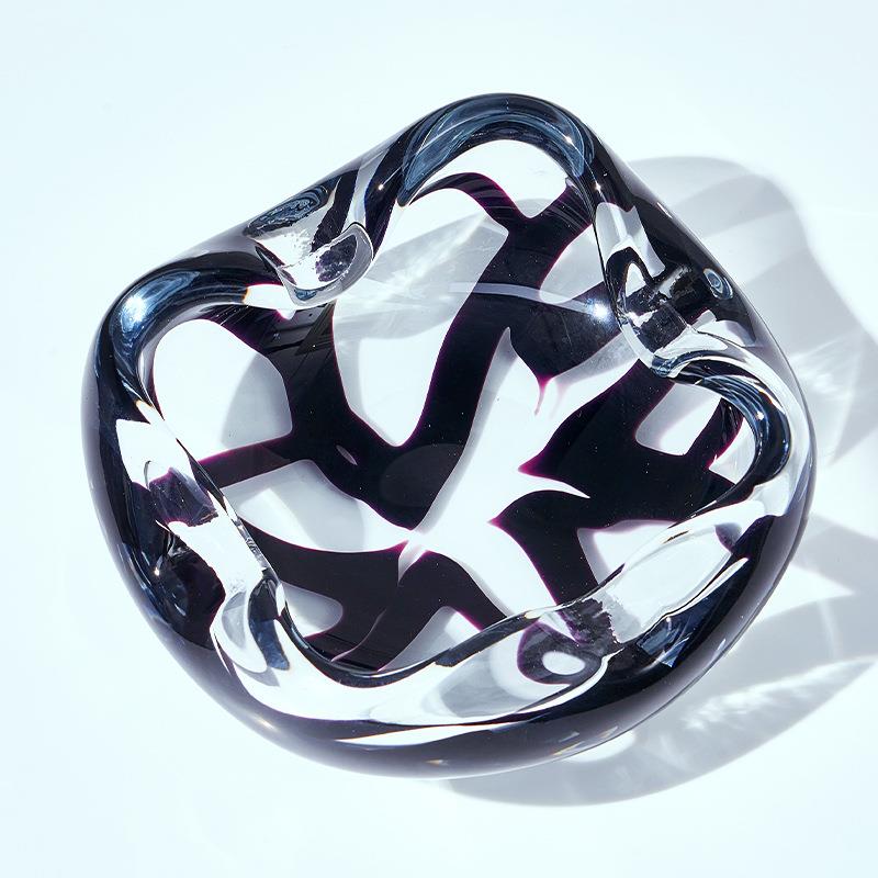 现代简约轻奢黑色琉璃摆件样板间餐厅客厅卧室玄关茶几桌面艺术品