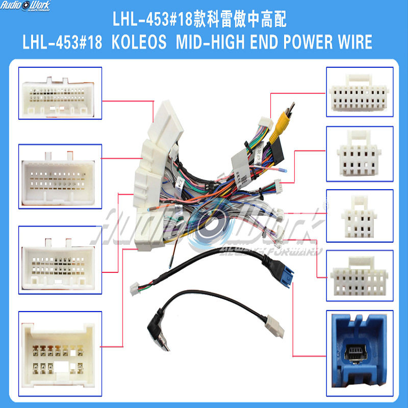 LHL-453#线材安卓中控大屏电源线适用2018款雷诺科雷傲中高配竖屏