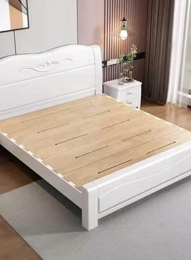 中式榫卯橡胶木全实木静音加厚1.8m主卧双人床轻奢简约1.5m储物床