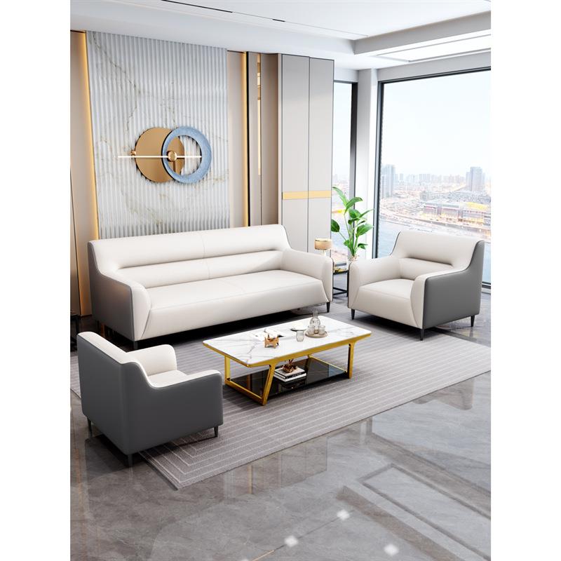 上海办公室沙发简约现代商务会客接待休闲三人位办公沙发茶几组合